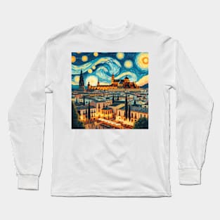 Cordoba, Spain, in the style of Vincent van Gogh's Starry Night Long Sleeve T-Shirt